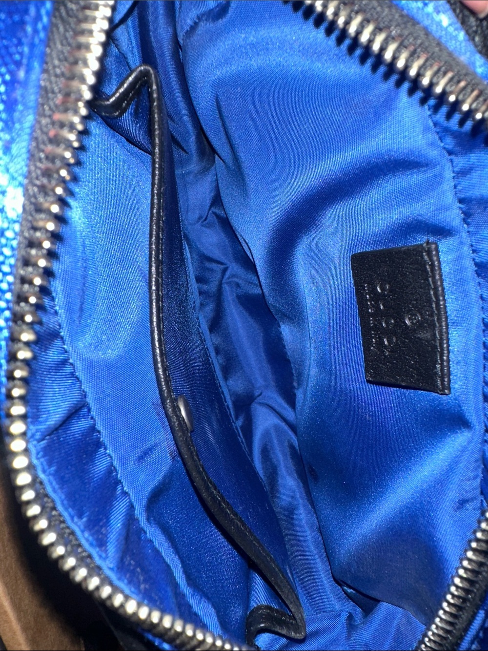 Gucci Royal Blue GG Nylon Wristlet Pouch with Black Trim - Picture 5 of 10